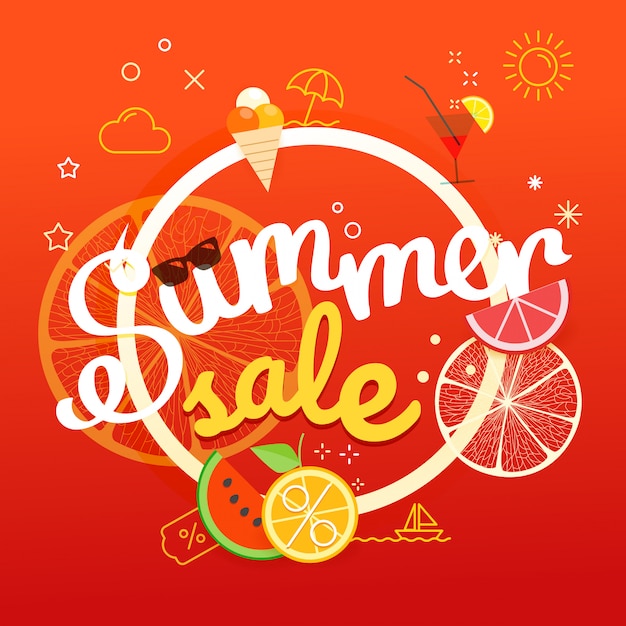 Cartaz de venda de verão Vetor Premium