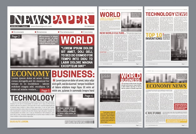 Cartaz realista modelo de jornal Vetor grátis