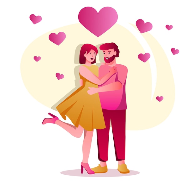 Casal Feliz Juntos Conceito De Personagem Plana Para Web Design Amantes Homem E Mulher Abraços 9898