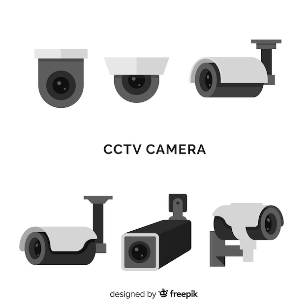 Cctv camera collection com design plano Vetor grátis