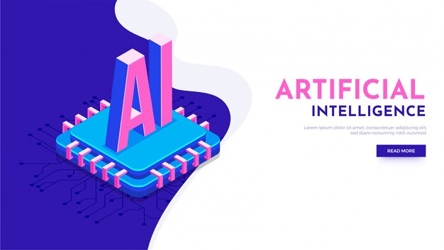Chip do processador para o conceito de inteligência artificial (ai). Vetor Premium