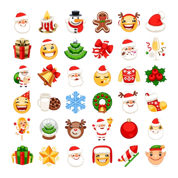 Christmas emojis set  Vetor Premium