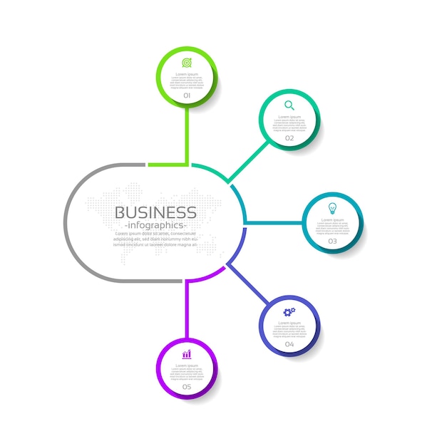Círculo De Modelo De Infográfico De Negócios Colorido Com Cinco Etapas Vetor Premium 3936