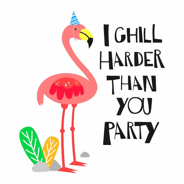 Cite com ilustração de flamingo Vetor Premium
