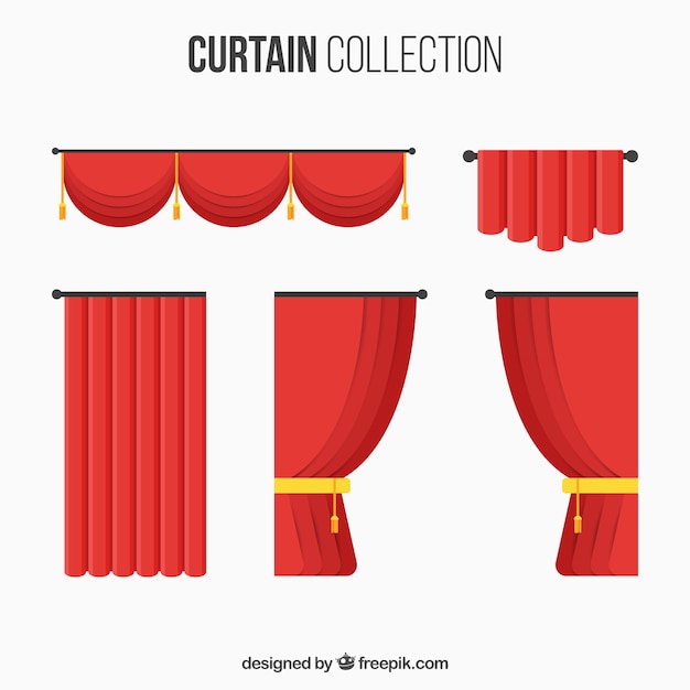 Coleção com diferentes tipos de cortinas de teatro Vetor grátis