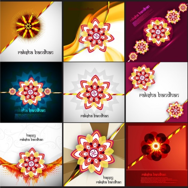 Coleção cumprimentos raksha-bandhan Vetor grátis