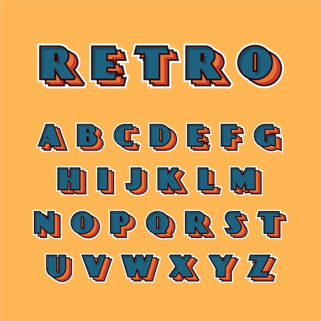 Coleção De Alfabeto Em 3d Retrô Vetor Grátis