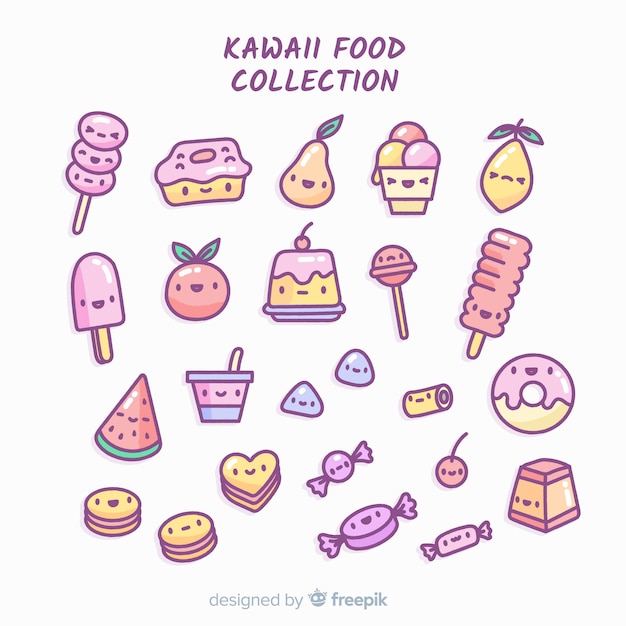 Coleção de comida kawaii | Vetor Grátis