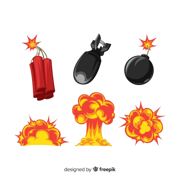 Coleção de efeitos de explosão dos desenhos animados Vetor grátis
