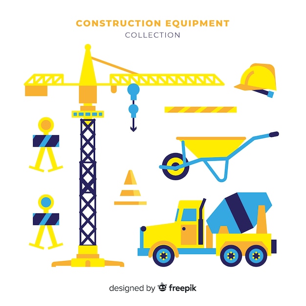 Coleção de equipamentos de construção plana Vetor grátis
