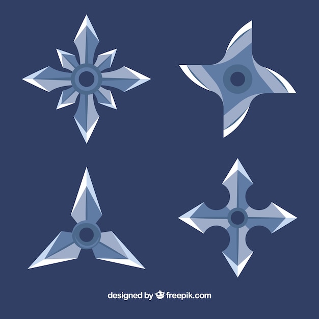 Coleção de estrelas ninja trditional com design plano Vetor grátis
