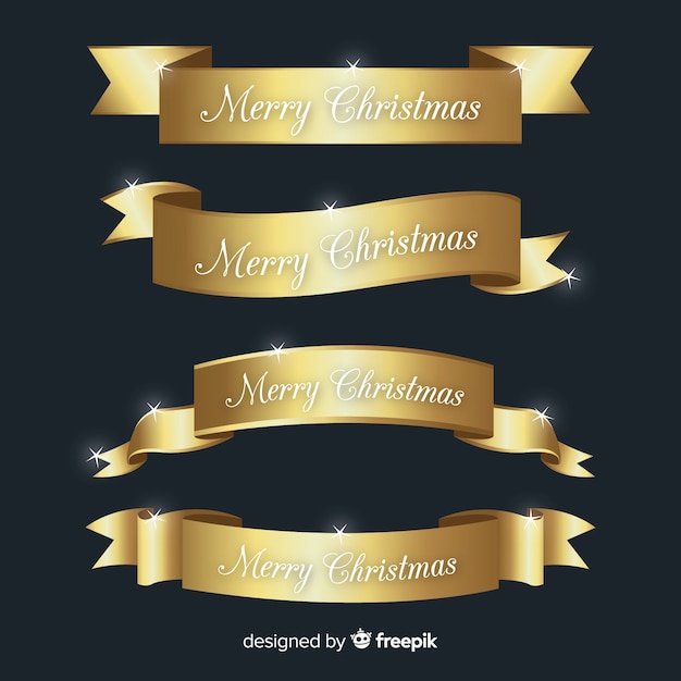 Coleção de fita de natal moderna com design realista Vetor grátis