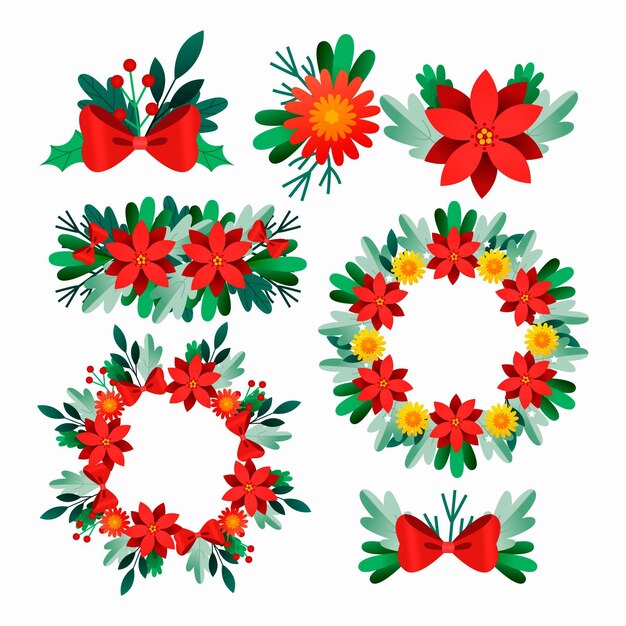 Cole O De Flores E Guirlandas De Natal Em Design Plano Vetor Gr Tis