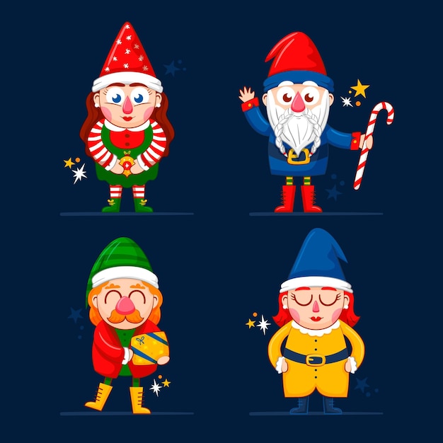 Cole O De Gnomos De Natal Desenhados M O Vetor Gr Tis