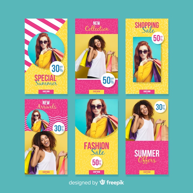 Coleção de histórias de moda venda instagram Vetor grátis