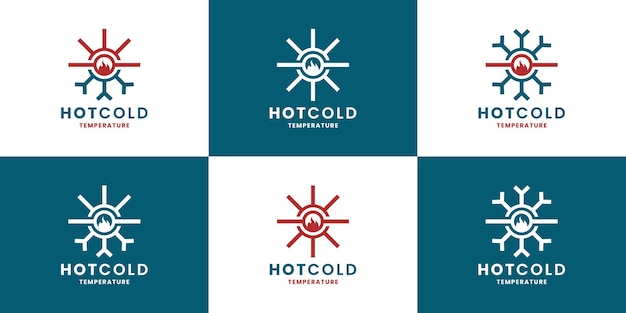 Coleção de ícones quentes e frios inspiração de design de logotipo de símbolo de temperatura