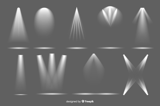 Coleção de iluminação realista de holofotes Vetor grátis