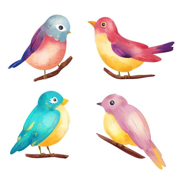 Coleção de ilustração de pássaro em aquarela | Vetor Grátis
