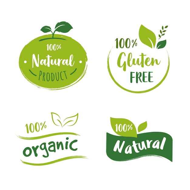 Coleção de logotipo de alimentos orgânicos Vetor Premium