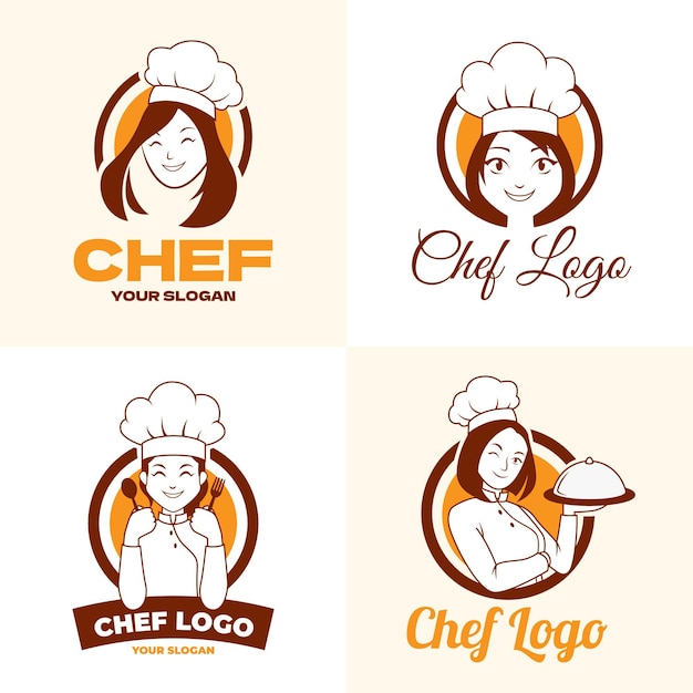 Coleção De Logotipo De Chef Feminina Vetor Grátis 