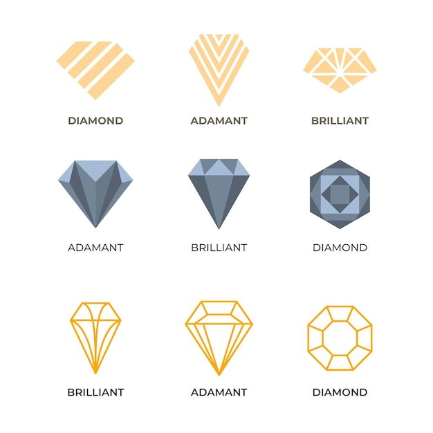 Coleção de logotipo de diamante Vetor Premium