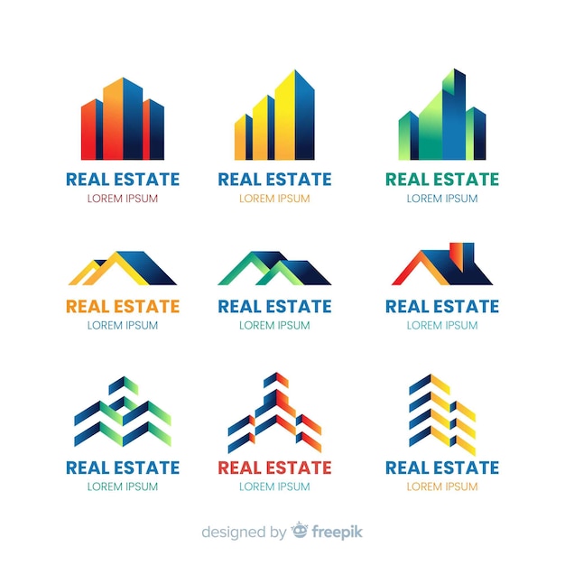 Coleção De Modelo De Logotipo De Negócios Imobiliários | Vetor Grátis