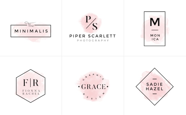 Coleção de modelos de logotipo. conjunto de logotipo. logotipos minimalistas. design do logotipo premade Vetor Premium