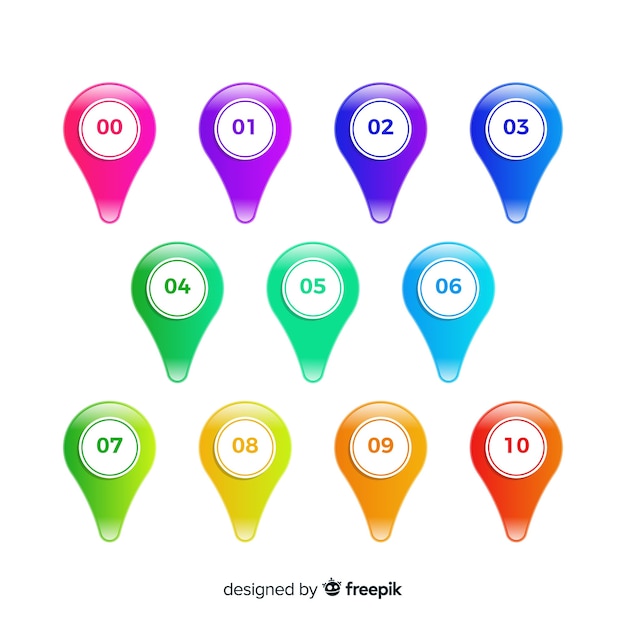 Coleção de ponto de marcador de gradiente Vetor Grátis