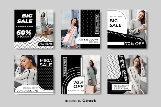 Coleção de postagens diferentes do instagram de venda de moda com descontos diferentes Vetor grátis