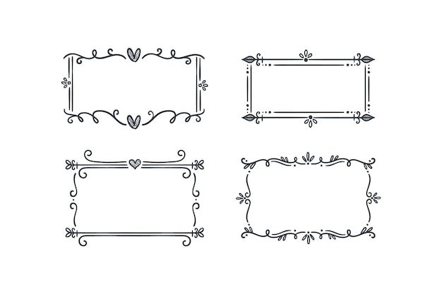 Coleção De Quadros De Doodle Desenhado à Mão Com Gravura Vetor Premium 0599