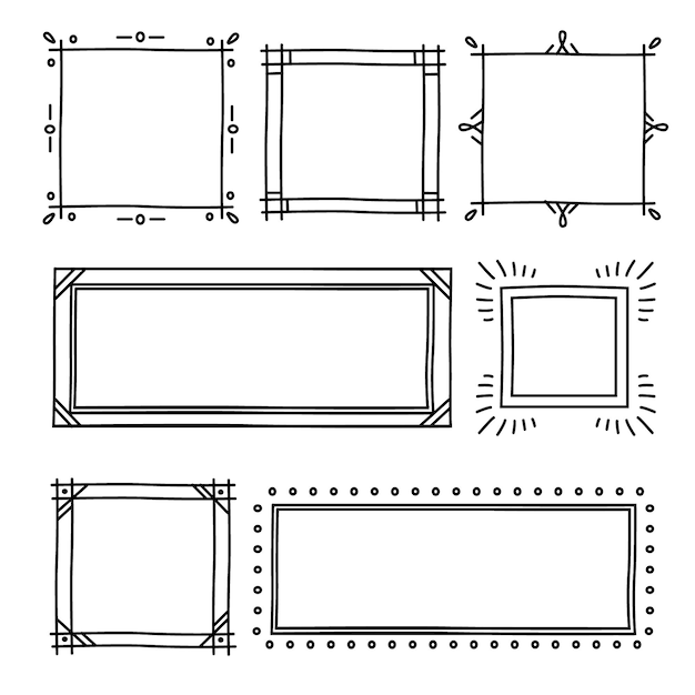 Coleção De Quadros De Doodle Desenhado à Mão Vetor Premium 9016