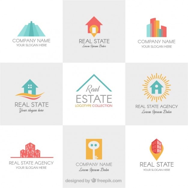 Coloridas Modelos De Logotipo Imobiliários | Vetor Grátis