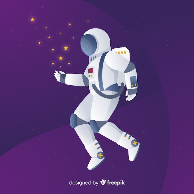 Composição de astronauta moderna com design plano Vetor grátis