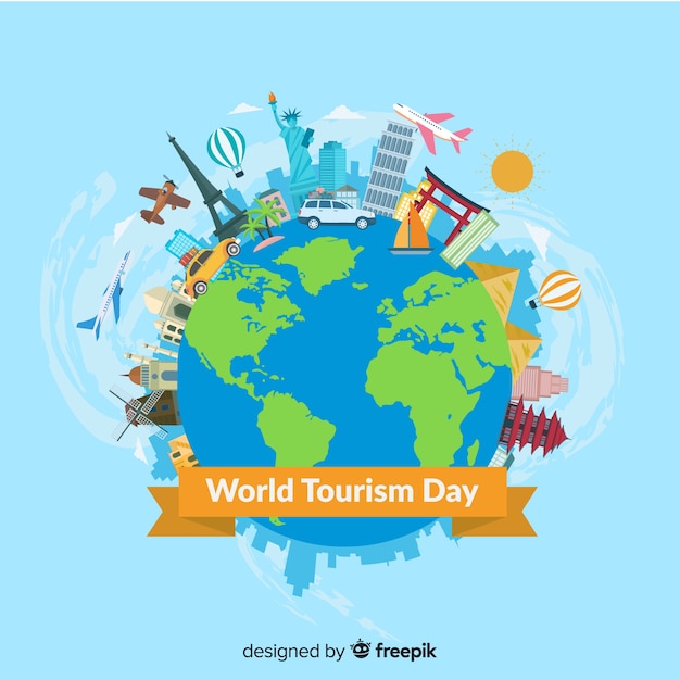Composição do dia mundial do turismo moderno com design plano Vetor grátis