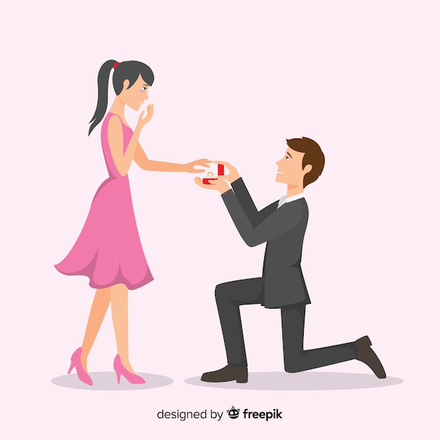 Composição linda proposta de casamento com design plano Vetor grátis