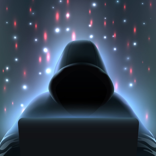Composição realista de hacker computador Vetor grátis