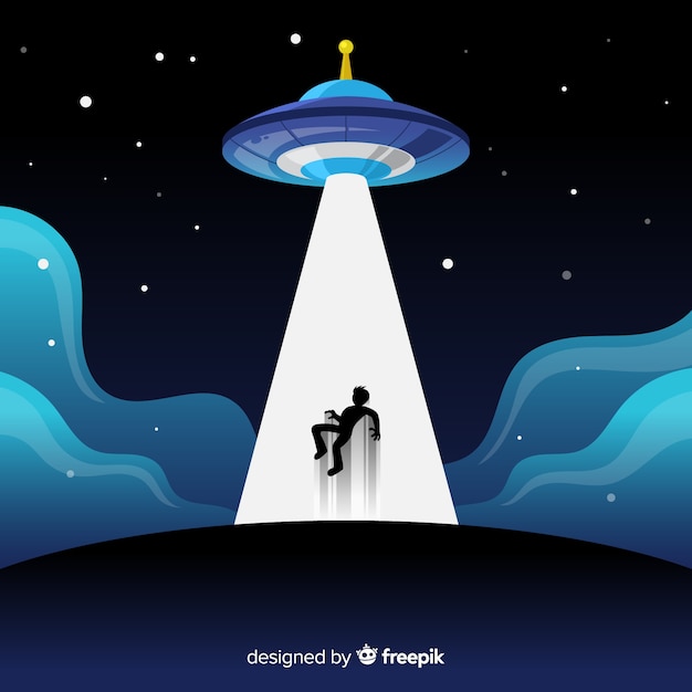 Conceito de abdução de ufo moderno com design plano Vetor grátis