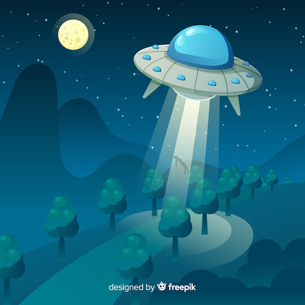 Conceito de abdução ufo com design plano Vetor grátis