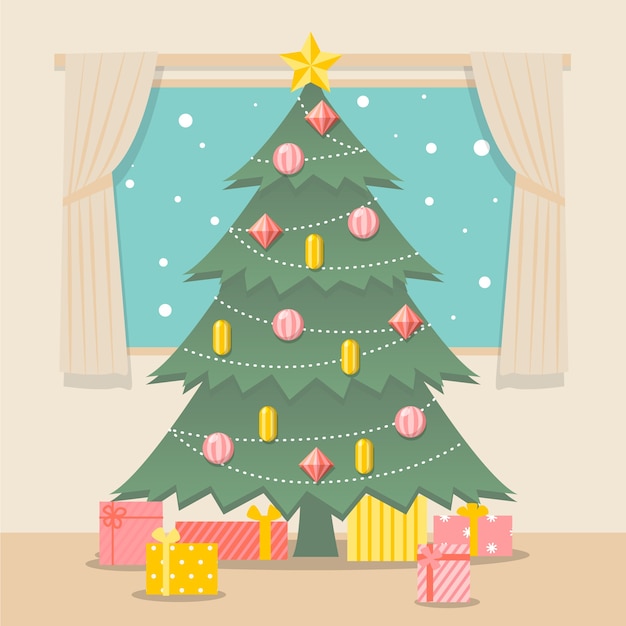 Conceito de árvore de natal com design vintage Vetor grátis