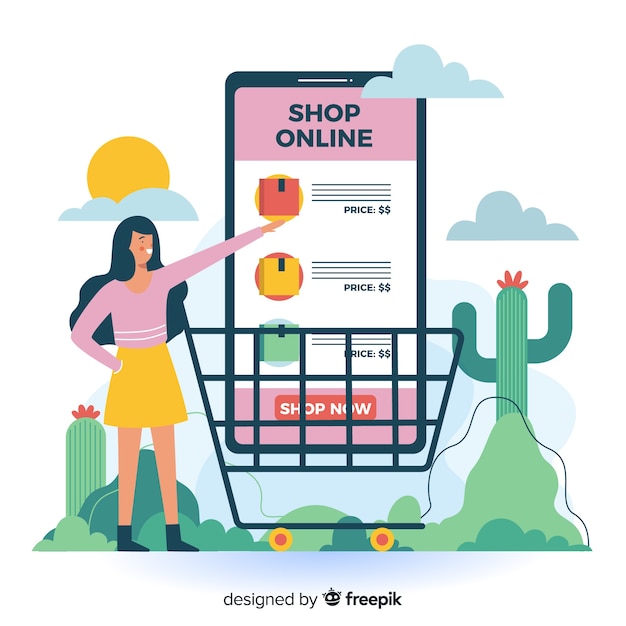 Conceito de compras on-line para a página de destino Vetor grátis