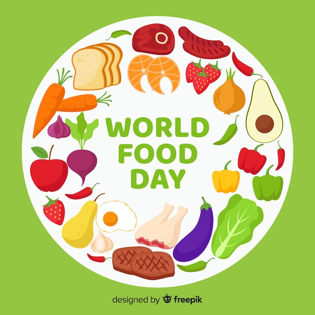Conceito de dia mundial da comida com fundo design plano Vetor grátis
