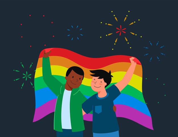 Conceito De Festival Do Orgulho Lgbt De Prade Casal Homossexual