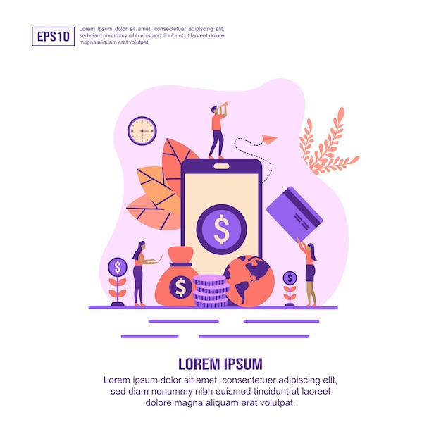 Conceito de ilustração de banca de internet com characte Vetor Premium