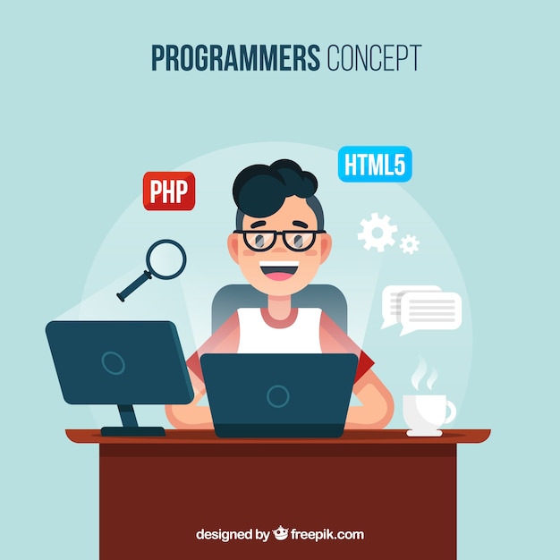 Conceito de programadores com design plano Vetor grátis