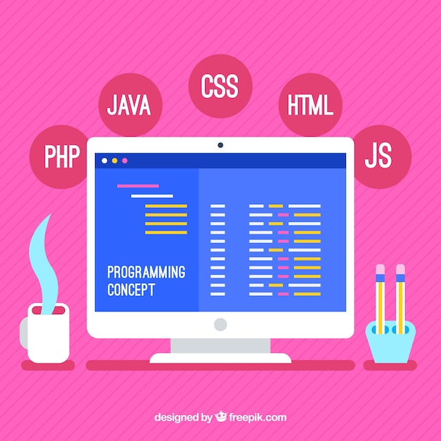 Conceito de programadores com design plano Vetor grátis