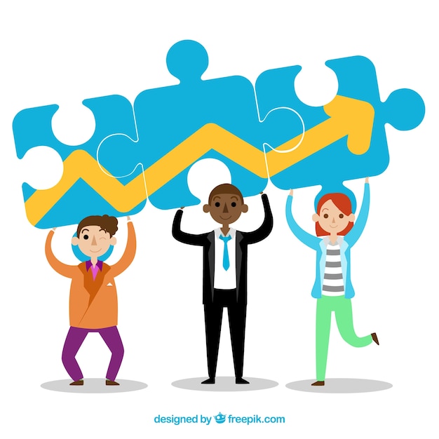 Conceito de trabalho em equipe com design plano Vetor grátis