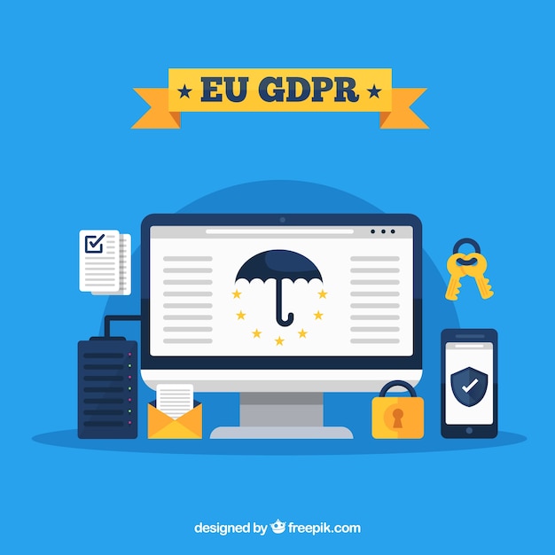 Conceito europeu de gdpr com design plano Vetor grátis
