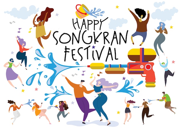 Conceito festival songkran Vetor Premium