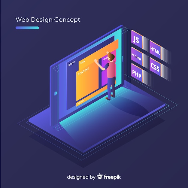 Conceito moderno web design com vista isométrica Vetor grátis