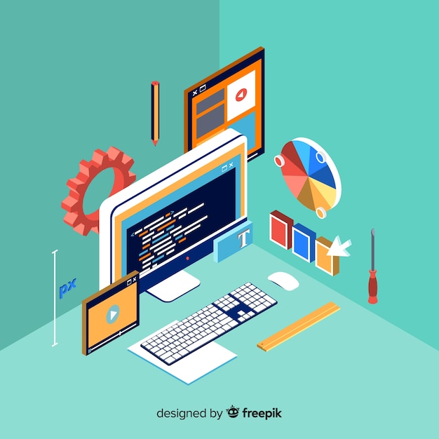 Conceito moderno web design com vista isométrica Vetor grátis